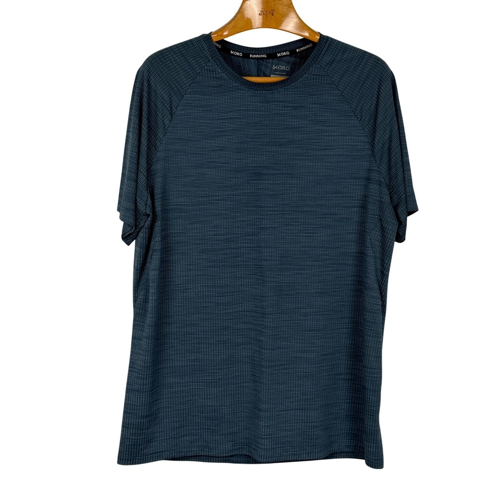 Skora Running Shirt Qwick Dry Athletic Top XL Blue Textured Raglan